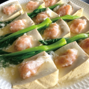 百花釀豆腐 (煎或蒸) Steamed (or Pan-seared) Tofu w/ Shrimp 